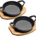 HOME DISTRICT Cast Iron Ramekin Set Oven Safe Mini Skillets Bakeware Bowls Casserole Pots, 6.5" x 1 1/2", 12 oz - 2 PC Set