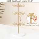 Mkono Bracelet Holder Gold Metal Rotating Bracelet Display Stand 3 Tier Jewelry Tower rack with 36 Hooks and Wood Base Modern Adjustable Storage Organizer Tree for Selling KeyChain Bangle Accessories