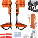 Tree Climbing Gear, Cowhide Leather Tree Climbing Spikes Set, Height-Adjustable Tree Climbing Spurs for Tree Work, Tree Trimming, Tree Cutting, Logging, Hunting, Picking Fruit, (orange)