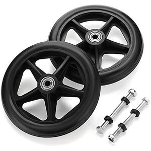 OwnMy 2PCS of 6 Inch Rubber Wheelchair Replacement Front Wheels, Anti-Slip Rollator Walker Replacement Wheels Accessories with 3 Inch Screw Rods, Black