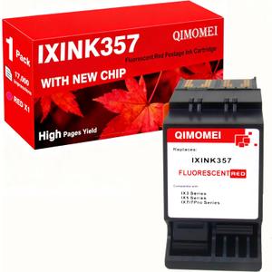 IXINK357 IXINK 357 Red Ink Compatible for Ink Cartridge IXINK357 Fluorescent Red Postage Ink for IX3 IX5 IX7 Pro Series IX-3 IX-5 IX-7 IX-7 Pro Mailing Systems Postage Meter (1Pack)