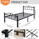 Twin Size Bed Frame with Headboard Footboard, Victorian Metal Platform Beds