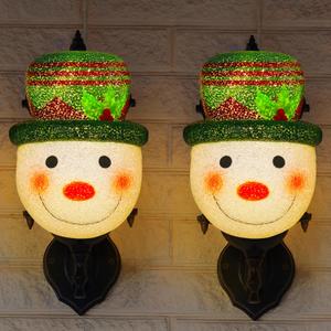 2PCS Christmas Snowman Porch Light Covers for Porch, Garage, Large Light Fixtures, Christmas Outdoor Decorations, Xmas Snowman Lamp Post Covers