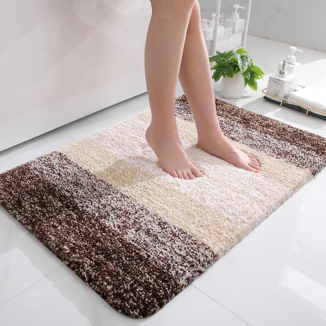 OLANLY Bathroom Rugs Mat 36x24, Extra Soft Absorbent Microfiber Bath Rugs, Rubber Backing, Quick Dry, Machine Washable Bath Mats for Bathroom Floor, Tub, Shower and Home Decor Accessories, Brown (36" x 24", Brown)