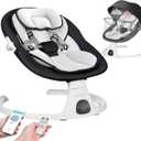 Electric Baby Swings for Infants to Toddler Baby Swing with 5-Speed 3-Seat Positions 5-Point Carabiner,with Bluetooth Music 10-Preset Melodies (Black White)