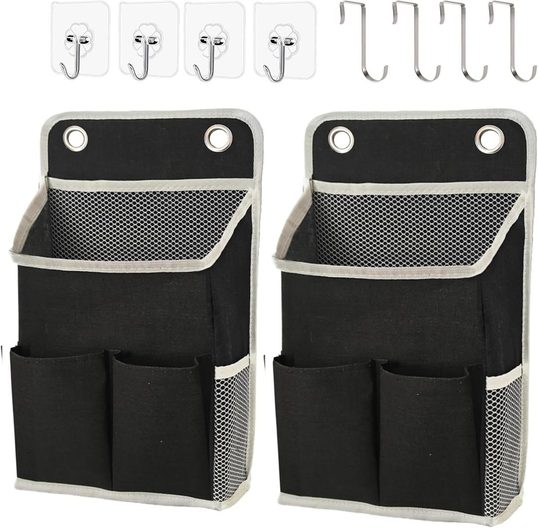 Hanging Basket for Organizing, Wall Organizer with Pockets and Over The Door OrganizerCan for Home, Closet, Office and Camper (Black2)