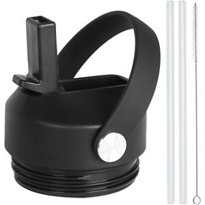 Straw lid for Yeti Rambler Water Bottle 18 26 36 64 oz, Replacement Cap Straw Cap for Yeti 18oz 26oz 36oz, Lid with Straw and Brush and Flexible Handle  (Black)