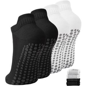 ACTINPUT Unisex Pilates Grip Socks for Women Men, Non Slip Grippy Socks for Yoga Barre Hospital Workout (Multicolor 02)