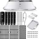 Grill Grease Tray Replacement Parts for Dyna Glo Grill Replacement Parts 5 Burner DGH474CRP, DGH483CRP, DGH485CRP, Adjustable 24''-30'' Gas Grill Drip Pan, Cooking Grate, Heat Plate Shield and Burners