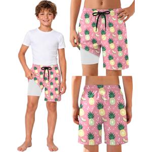 Xaatren Boys Quick Dry Swim Trunks Swimsuit | Teens, Compression Liner, Quick Dry, Board Shorts, Drawstring, Anti Chafe, Pockets, Beach, Swimwear, Vacation, 5-14 Years