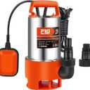 Prostormer Sump Pump, 1HP 3700GPH Submersible Clean/Dirty Stainless Steel Water Pump with Float Switch for Fresh Water, Mains Water, and Pool Water Orange