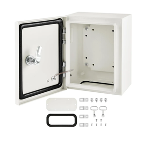 TOTUFY Steel Electrical Junction Box, Carbon Steel Hinged Outdoor Electrical Enclosure Box, IP66 Waterproof Wall Mounted Metal Eletrical Box with Safety Locks and Mounting Plate (12'' x 8'' x 6'')