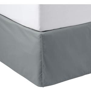 Amazon Basics Lightweight Pleated Bed Skirt, Machine Washable, Wrinkle and Fade Resistant, Queen, Dark Grey