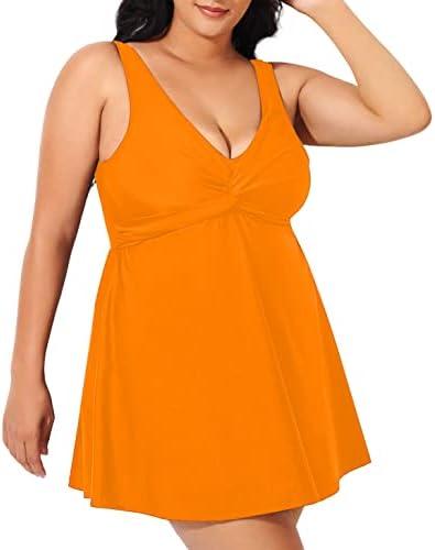 Sovoyontee Women Plus Size Tankini Swimsuit Two Piece Flowy Swimdress Tummy Control Bathing Suits Twist Front Swimwear, XL
