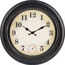 Large Outdoor Clocks Waterproof with Thermometer Combo Vintage Outdoor Wall Clock Decor for Patio Pool Garden(18 Inch)