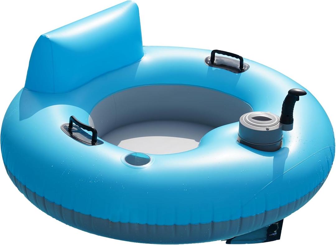 Inflatable River Tube Float - River Run for Adult Heavy Duty Motorized Tubes Floating with Backrest for Party Summer Water Beach, 14.7 inches x 18.1"