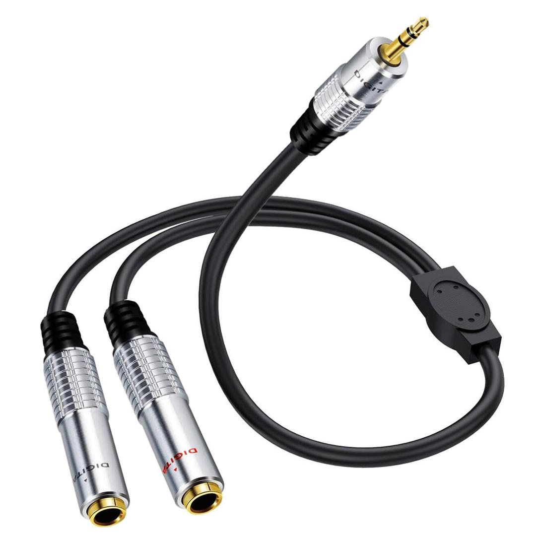 HTGuoji 3.5mm to 6.35mm Y Splitter Cable, 50cm 3.5mm Male to Dual 6.35mm Female Audio Adapter
