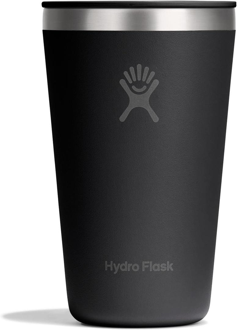 Hydro Flask All Around Tumbler Press-In Lid, Insulated Travel Mug, Stainless Steel Coffee Cup 16 Oz Tonal Black