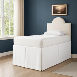 Cottington Lane Tailored Box Pleated College Dorm Sized Bed Skirt Twin XL, Hotel Quality Premium Brushed Microfiber Extra Long Bedskirt Twin XL 34 Inch Drop, White