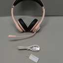 Wireless Headsets with Microphone, Ultra Lightweight& 50+ Playtime, Wireless Headset for Cell Phones, On Ear Bluetooth Headphone Fit for PC/Call Center/Computer/Laptop/Teams - Light Pink