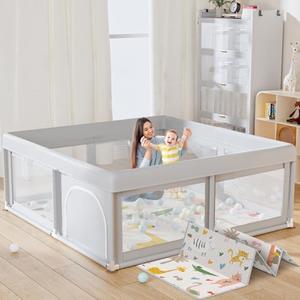 50 x 50 inch Baby Playpen with Mat Small Playpen for Babies and Toddlers Baby Fence Playards