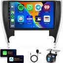 Car Stereo for Toyota Camry 2015 2016 20172+64G with Wireless Carplay/Android Auto,Android Car Radio 10.1 Inch Touch Screen GPS Navi WiFi Bluetooth FM/RDS Mirror Link SWC Backup Camera