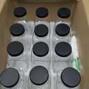 STARSIDE 12 oz Glass Juice Bottles with Lids 12 Pack - Square Reusable Drinking Jars for Juicing, Milk, Kombucha - Includes 1 Bottle Brush, 12 Colored Labels