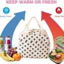 Cute Corduroy Lunch Box for Women, Insulated Leakproof Cooler Lunch Tote Bags for Work Office Travel Picnic, Lightweight Reusable Lunch Bag (White Flower)