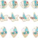 FINGERINSPIRE 12PCS 3 Style Pearl Applique Sewing Patches Starfish & Conch & Shell Shape Beading Patch Marine Creatures Beaded Appliques Sew on Patches for DIY Clothes, Bag, Hat, Shoes Decoration