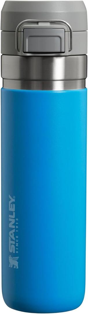 Stanley Quick Flip GO Water Bottle 24 oz | Push Button Lid | Leakproof and Packable for Travel and Sports | Insulated Stainless Steel | BPA-Free | Azure
