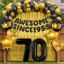 KatchOn, Happy 70th Birthday Decorations - Pack of 50 | Happy Birthday Banner, Latex Balloons Kit, Gold Foil Fringe, Star, Round, Heart Foil Balloons | 70th Birthday Decorations for Men, Women