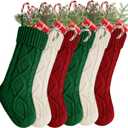 YOGINGO 6 Pack Christmas Stockings - Personalized Christmas Stockings, Large 18 Inches Christmas Stocking Hold All Surprises, Knitted Gift Stockings & Farmhouse Christmas Decor (6pcs red+white+green)