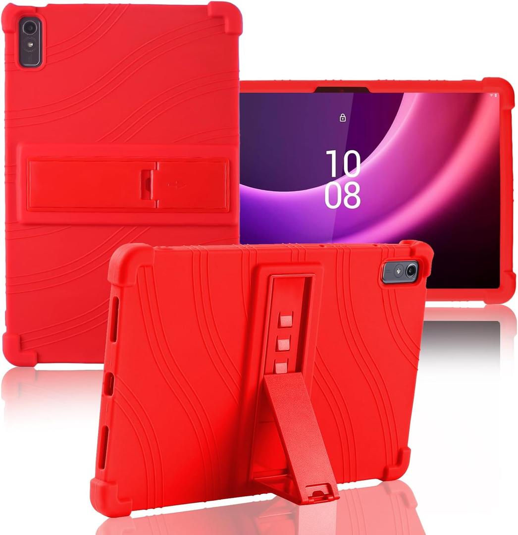 ATOOZ for Lenovo Tab P11 2nd Gen Case, 11.5 Inch, Soft Silicone Shockproof Case with PC Stand for Kids (Red)