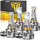 FAHREN 9005 9006 LED Bulbs Combo, 150,000LM 1500% Ultra Bright, True 1:1 Mini Halogen Size, Plug and Play No Adapter, HB3 HB4 Fog Light Conversion Kits, Pack of 4