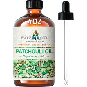 EVOKE OCCU Patchouli Essential Oil for Diffuser Skin Fragrance DIY Candle Soap Making - 4 FL Oz, Expiry: 04-2028