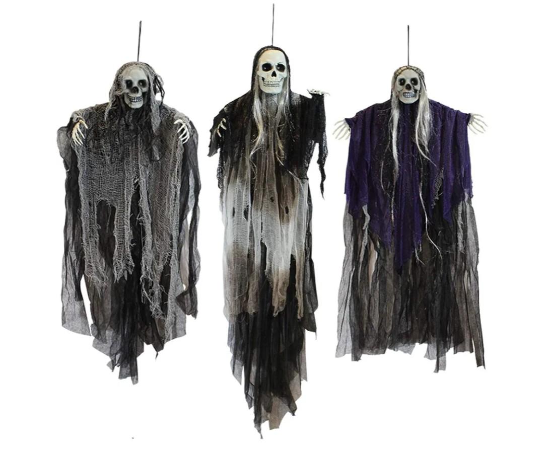 JOYIN 3 Pack Hanging Halloween Skeleton Ghosts Decorations, Grim Reapers for Best Halloween Outdoor Decorations