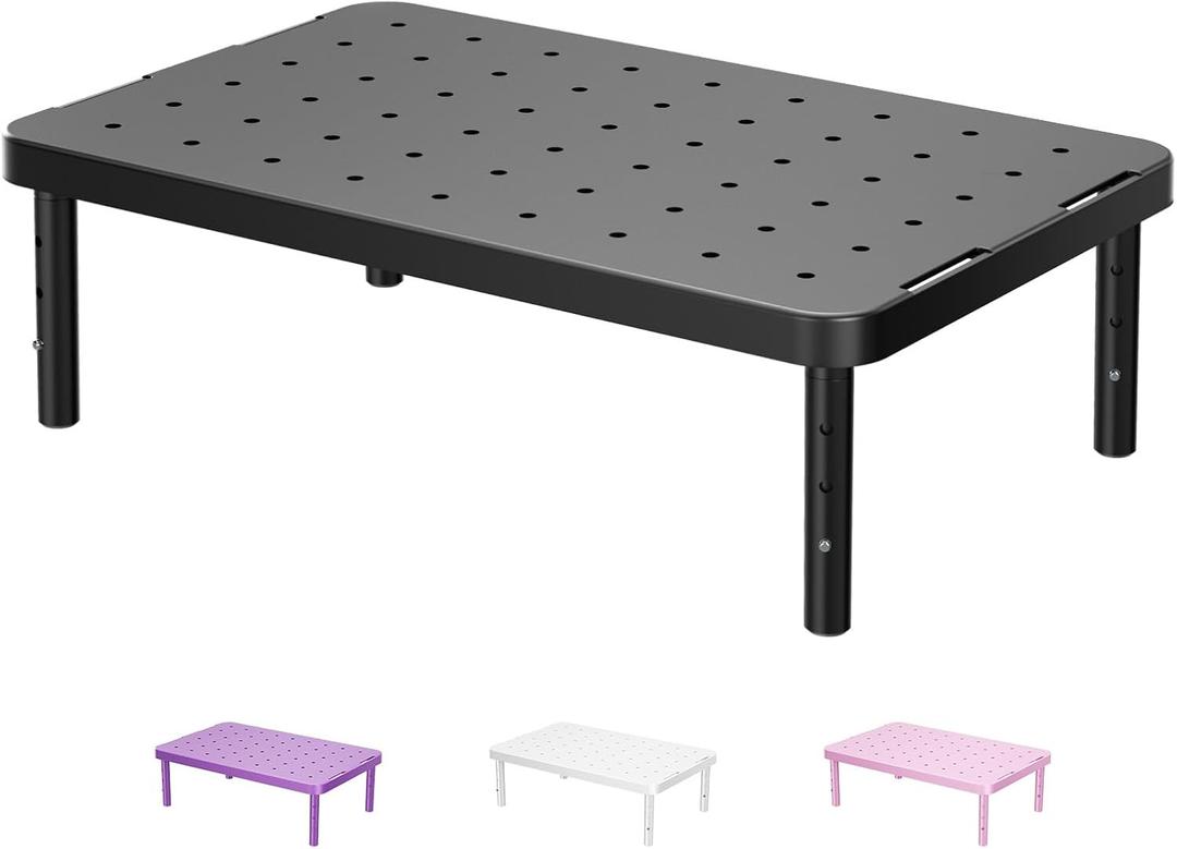 WALI Computer Monitor Stand for Desk, Adjustable Laptop Riser, Desk Monitor Stand Underneath Storage for Office, School Supplies (PTT001-B), 1 Pack, Black