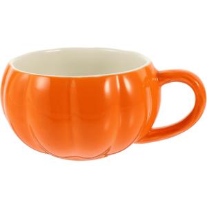BESTonZON Ceramic Pumpkin Shaped Breakfast Mug Cute Halloween Mug for Milk Coffee Overnight Oats Portable Decorative Cup for Office Home Use Fall Celebrations