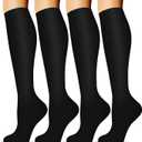 Laite Hebe 4 Pairs-Compression Socks for Women&Men Circulation-Best Support for Nurses,Running,Athletic (Small-Medium, 01-black)