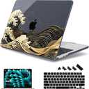 May Chen for MacBook Air 15 inch Case M5 M4 M3 M2 2026 2024-2023, Model A3448 A3241 A3114 A2941, Closes Seamlessly Hard Shell Laptop Cover with Keyboard Cover, Black Sea Wave