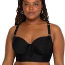 Plus-Size Full-Busted Supportive Underwire Swimsuit Bikini Top (36D, Black Hue)