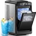 Ice Makers Countertop,26Lbs/24H,8Pcs in 6Mins,Portable Ice Maker Machine with Self-Cleaning,Interior Lighting,2 Sizes of Bullet Ice for Home/Office/Party(Black)