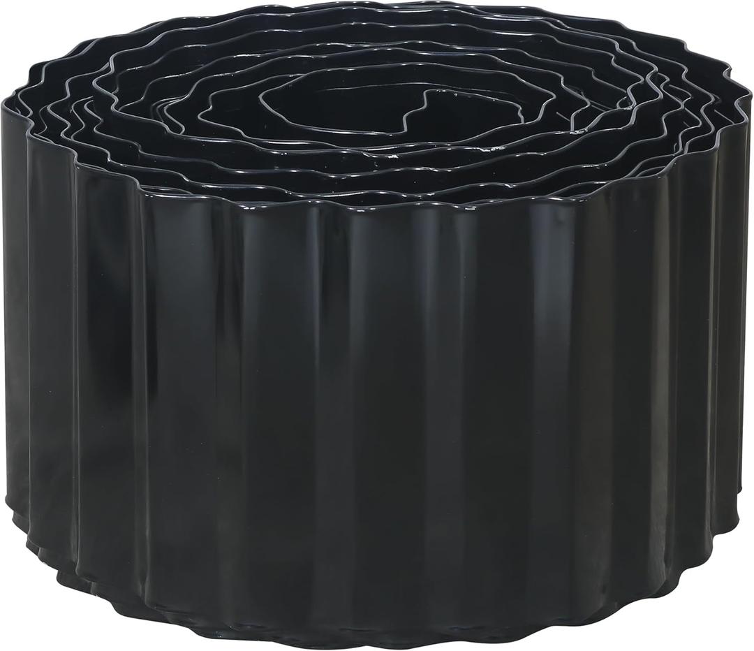Corrugated Metal Garden Edging, 4"20Ft Landscape Edging Border for Lawn, Flower Bed, Garden Fence, Paver Edging, Metal Garden Edging for DIY Borders and Landscaping, Black