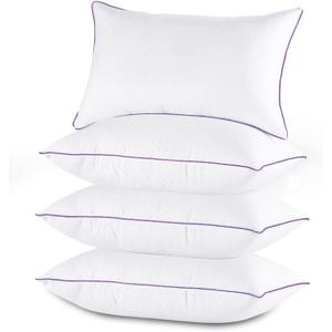 JOLLYVOGUE Pillows Queen Size Set of 4, Washable Supportive Bed Pillows with Super Soft Down Alternative Fill, Luxury Fluffy Hotel Quality for Side, Back, and Stomach Sleepers (Queen)