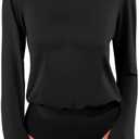 MANGOPOP Women's Round Neck Loose Fit Satin Body Suit, L