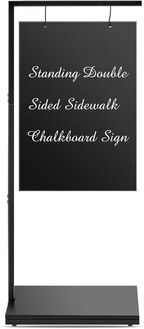 Chalkboard Sign with Metal Base 18 x 43 Double Sided Hanging Sidewalk Chalk Sign Message Hanging Chalkboard Sign Menu Sandwich Board Signs Outdoor for Restaurant, Business, Cafe, Wedding