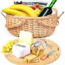 Hap Tim Wicker Picnic Basket Set with Charcuterie Boards for 2 - Unique Gifts Ideas for Couple, Engagement, Wedding, Bridal Shower, Family, Christmas, White Elephant Gifts for Adults(Y2408A-1)