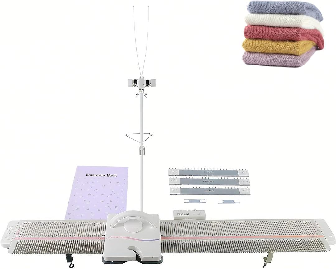 Knitting Machine, LK150 6.5mm Mid Gauge 150 Stitches Portable Plastic Domestic Smart Weaving Set with Accessories for Sock Hat Scarf, Hand Sweater Knitting Machine Kit for Kids, Medium