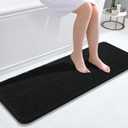 OLANLY Bathroom Runner Rugs 47x17, Extra Soft Absorbent Chenille Bath Rugs, Rubber Backing Quick Dry, Machine Washable Long Bath Mats for Bathroom Floor, Tub and Shower, Home Decor Accessories, Black