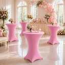 Lemict Cocktail Table Covers - 2 Pack 32x43 Inch Table Cloth - Pink Fitted Stretch Spandex Round High Top Tablecloth for Party, Bar, Birthday, Pub, Banquet